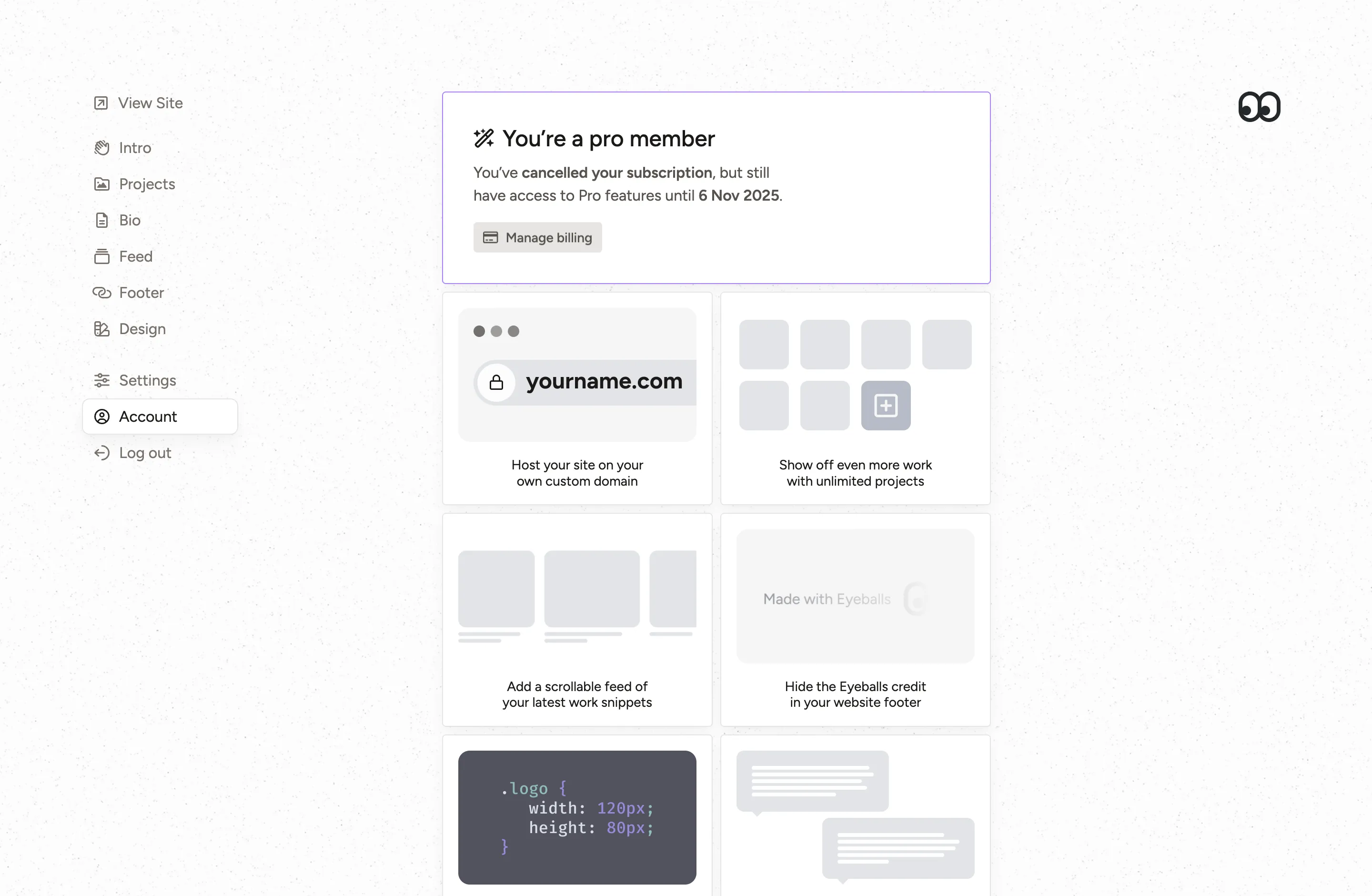 Pro account promo view