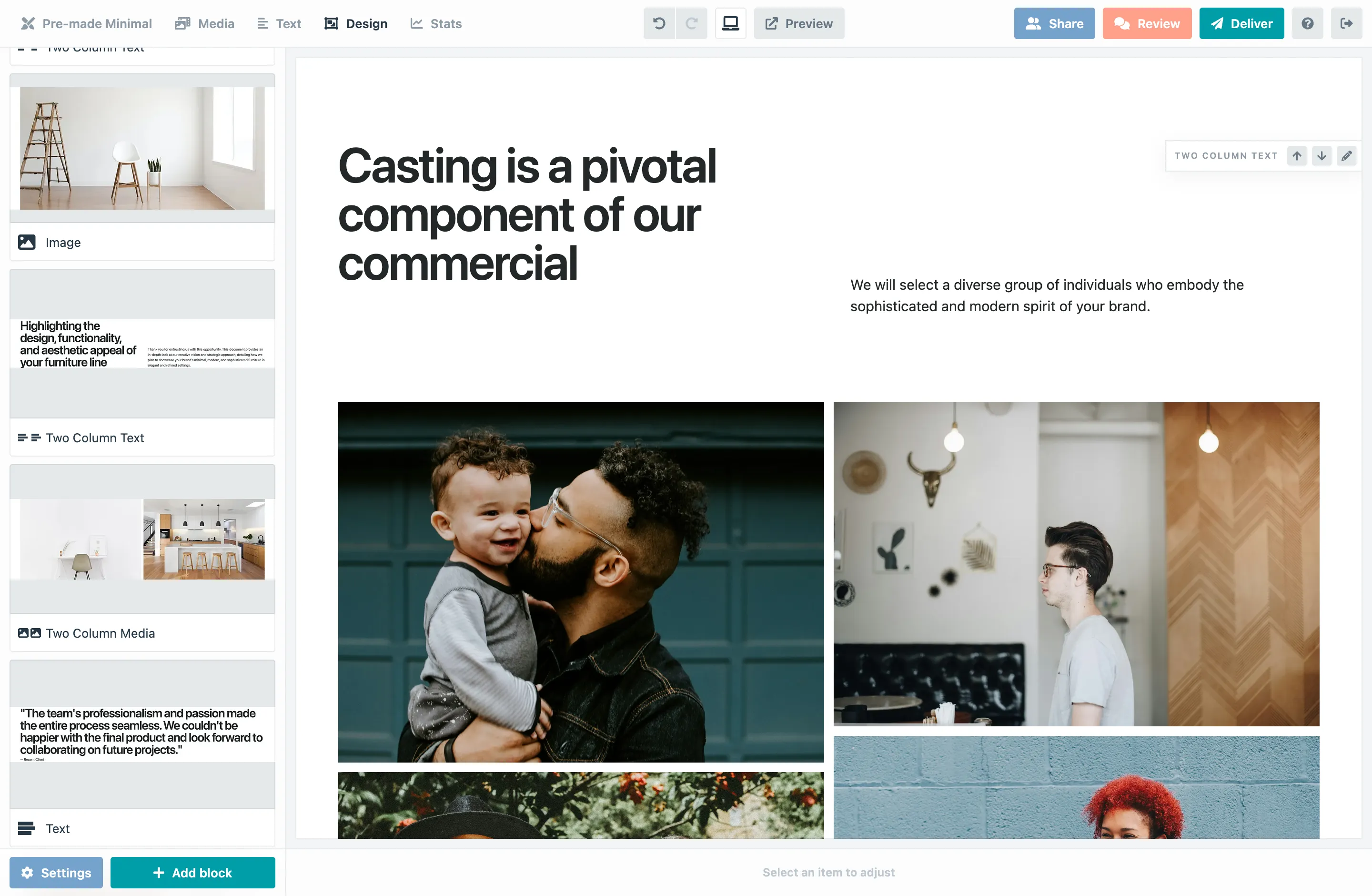 Block-based treatment design editor