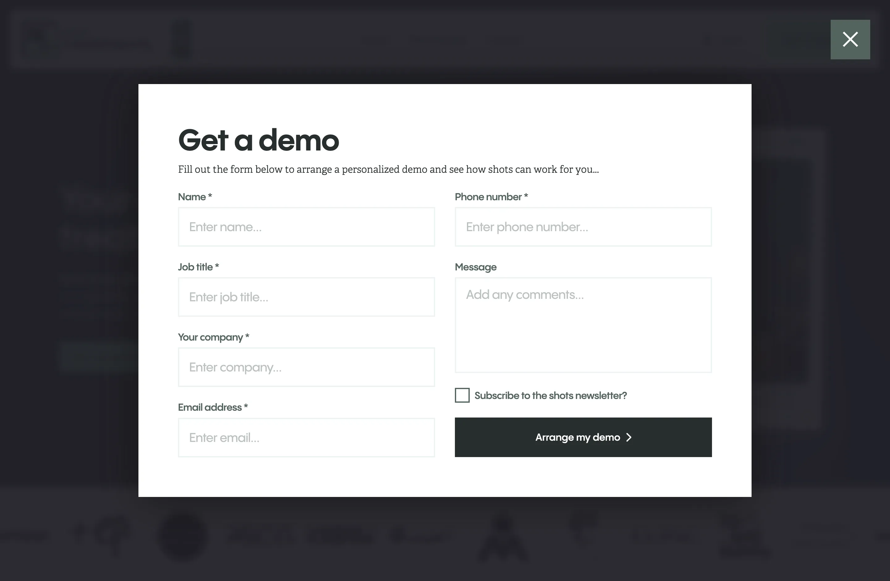 Clear, simple demo request form that generates leads