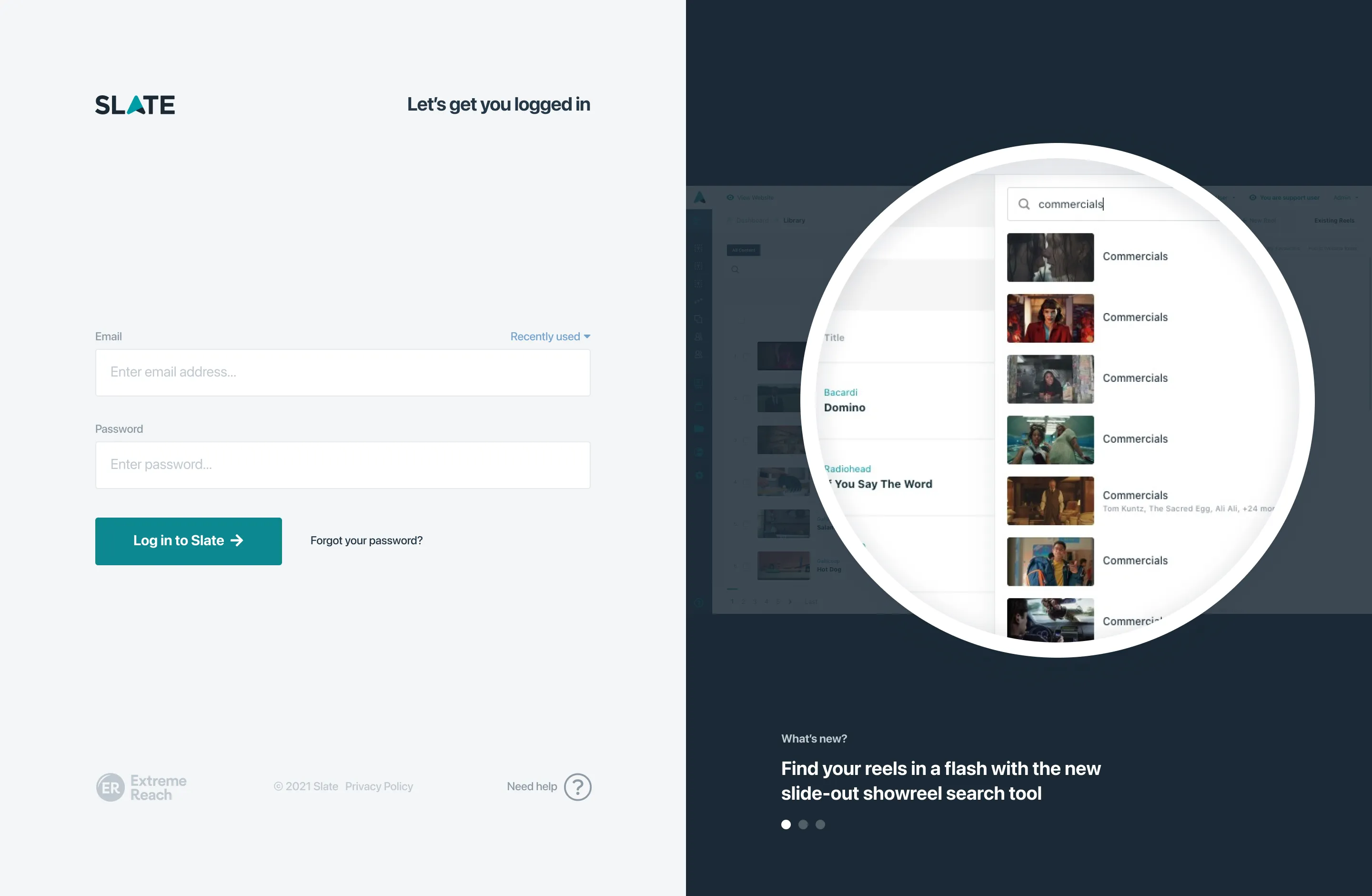 Login screen with marketing promo