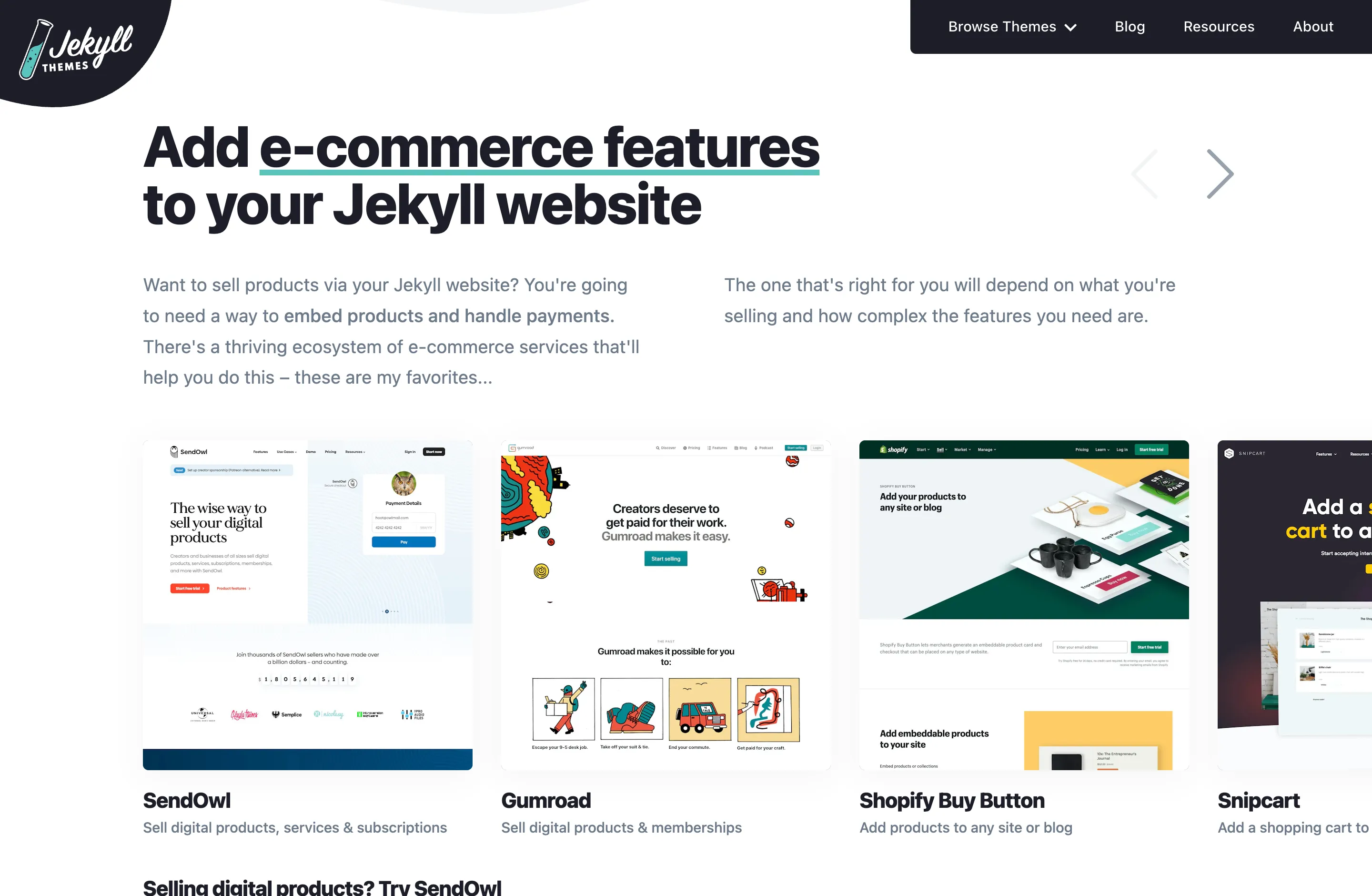 Resources page with tutorials and guides